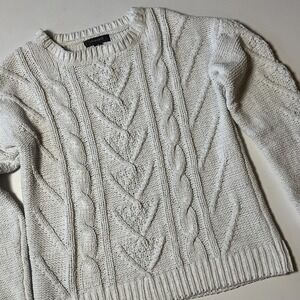 Primark Soft Cable Knit Sweater Sz XS Off White Boho Neutral Minimalist Classic